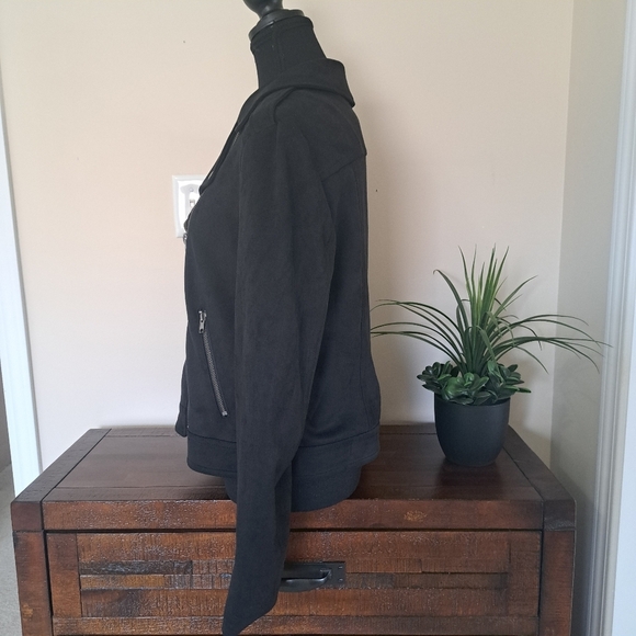 Philosophy Republic Clothing Black Moto Jacket Ladies Size Large Knit Faux Suede - Picture 5 of 12